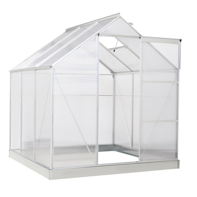 6' x 6' Portable Walk-In Greenhouse Outdoor Plant Gardening Green House Canopy w/ Sliding Door Adjustable Window Silver