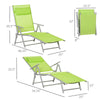 Folding Chaise Lounge Chair, Outdoor Recliner Furniture with Portable Design & 7 Adjustable Backrest Positions for Patio, Beach, Green