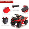 Kids 6V Battery Powered Ride On Car Quad Four Wheeler ATV Toy w/ LED Headlights, Red
