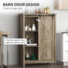 Rustic Storage Cabinet Home 3-Tier Organizer with Barn Door  Adjustable Shelf Freestanding Furniture  Vintage Grey Wood Color