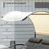 Double Outdoor Rocking Bed, Patio Chaise Sun Lounger Bed for Two Person with Canopy, Detachable Headrestfor Sun Room, Garden, Poolside, Light Gray