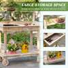 36'' Wooden Potting Bench Work Table with 2 Removable Wheels, Sink, Drawer & Large Storage Spaces, Natural