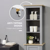 Tall Bathroom Storage Cabinet with 3 Tier Shelf, Cupboard, Door, Free Standing Linen Tower, Slim Side Organizer, Grey