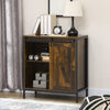 Buffet Cabinet, Farmhouse Sideboard, Bar Cabinet with Adjustable Shelf, Sliding Barn Door for Kitchen, Rustic Brown