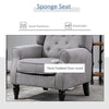 Fabric Tufted Club Accent Chair with Removable Cushion Wooden Legs - Grey