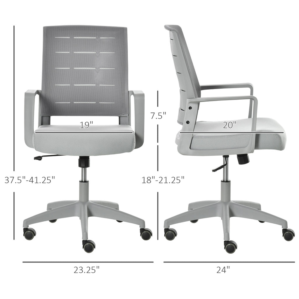 Task Chair, Desk Chair with Lumbar Support, Adjustable Height for Office, Ergonomic Chair, Grey