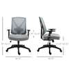 Rolling Chair Office Chair Mesh Mid-Back Swivel Computer Desk Task Chair Home Study Rocker With Wheels, Lumbar Support, Grey