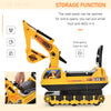 NO POWER Ride On Excavator Toy Tractors Digger Movable Scooter Walker Pretend Play Toddler Construction Truck Basket Storage For Boys Girls 3-8 Years Old, Yellow/Black