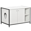 Cat Litter Box Enclosure Hidden Cat Furniture Cabinet Indoor Cat Washroom Double-door with Damping Hinge Multiple Storage Adjustable White