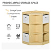 Wooden Kids Cabinet Freestanding Corner Storage Drawer Clothes Organizer Children Bookcase Display Shelf for Bedroom, Natural