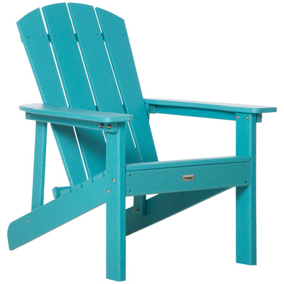 Outdoor HDPE Adirondack Deck Chair,Plastic Lounger with High Back and Wide Seat, Turquoise