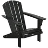 Outdoor HDPE Adirondack Deck Chair, Plastic Lounger with Cup Holder, High Back and Wide Seat, Black