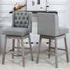 Bar Height Bar Stools Set of 2, 180 Degree Swivel Kitchen Island Stool, 30" Seat Height with Solid Wood Footrests and Button Tufted Design, Grey