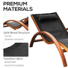 Outdoor Chaise Wood Lounge Chair with Pillow, Armrests, Breathable Sling Mesh and Comfortable Curved Design for Patio, Deck, and Poolside