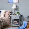 Modern Style Bedside End Table with Drawer and Storage Shelf for Bedroom, or Living Room, Grey