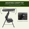3-Seat Patio Swing Chair, Outdoor Canopy Swing with Adjustable Shade, Cushion, for Porch, Garden, Poolside, Backyard, Grey