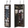 Jewelry Armoire with Mirror and 18 LED Lights  Wall-Mounted/Over-The-Door Cabinet with 3 Mountable Heights  Black