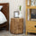 Decorative Side Table with Round Tabletop, Tree Stump Shape End Table with Wood Grain Finish, for Indoors and Outdoors, Natural