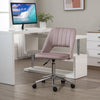 Mid Back Office Chair Velvet Fabric Swivel Scallop Shape Computer Desk Chair for Home Study Bedroom, Pink