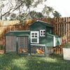 84" Wooden Chicken House, Chicken Coop Poultry Hen Cage with Covered Big Run, Nesting Box, and Perches, Green