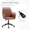 Swivel Office Chair Leather-Feel Fabric Home Study Leisure with Wheels  Brown Argyle