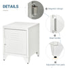 Industrial End Table, Living Room Side Table with Locker-Style Door and Adjustable Shelf, White