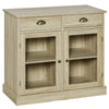 Rustic Farmhouse Sideboard, Buffet Cabinet with 2 Glass Doors, Adjustable Shelves and 2 Drawers for Kitchen, Living Room, Oak