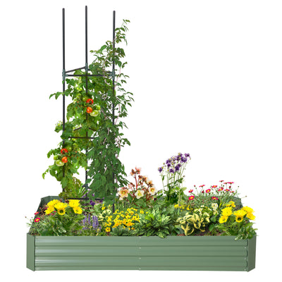 5.9' x 3' x 1' Raised Garden Bed with Support Rod, Steel Frame Elevated Planter Box, Green