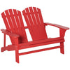 Outdoor Adirondack Chair, Wooden Loveseat Bench, Lounger Armchair with Flat Back for Garden, Deck, Patio, Fire Pit, Red