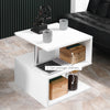 Lift Top Coffee Table Modern Designer S-Shaped Accent table 3-Tier Side Table Multi Level Accent End Table with 2 Steel Support Poles, White