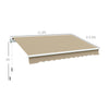 Retractable Awning 12' x 10' Manual Outdoor Sunshade Shelter for Patio, Balcony, Yard, with Adjustable & Versatile Design, Beige