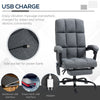 Vibration Massage Office Chair, Reclining Computer Chair with USB Port, Remote Control, Side Pocket and Footrest, Dark Grey