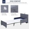 2-In-1 Design Convertible Single Sofa Bed with Side Pocket and Metal Frame Couch for Living Room, Grey