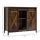 Industrial Sideboard, Buffet Cabinet with Sliding Barn Doors, Storage Cabinets and Adjustable Shelves for Living Room, Rustic Brown