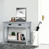 Console Table with 2 Storage Drawers and Open Shelf, Modern Sofa Table for Hallway, Living Room, Bedroom, Grey