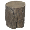 Decorative Side Table with Round Tabletop, Tree Stump Shape End Table with Wood Grain Finish, for Indoors and Outdoors, Grey
