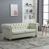 2-Seater Oversize Loveseat Linen Fabric Sofa Couch 73 Inches with Rubberwood Legs & Rolled Arms for Living Room, Cream White