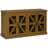 Rustic Kitchen Sideboard, Glass Door Buffet Cabinet, TV Stand with Adjustable Shelf for Dining Room, Natural