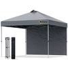 10' Pop Up Canopy Party Tent with 1 Sidewall, Rolling Carry Bag on Wheels, Adjustable Height, Folding Outdoor Shelter, Grey