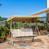 3 Person Outdoor Porch Swing Lounge Chair Bench with Canopy Top- Brown