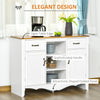 42" French Style Sideboard Storage Cabinet, Serving Buffet with Drawers and Adjustable Shelves for Dining Room, Living Room, or Kitchen, White