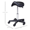Adjustable Hydraulic Swivel Salon Massage Spa Seat Tattoo Parlor Rolling Saddle Stool with PU Leather - Black