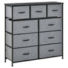 9 Drawers Storage Chest Dresser Organizer Unit w/ Steel Frame, Wood Top, Easy Pull Fabric Bins, for Hallway, Closet, Entryway, Black & Grey