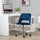 Modern Mid Back Office Chair with Velvet Fabric, Swivel Computer Armless Desk Chair with Hollow Back Design for Home Office, Blue