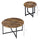 Round Coffee Table, Nesting Set of 2 with Metal Frame, Industrial Side End Table for Living Room Bedroom, Rustic Brown