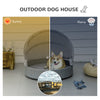 Wicker Dog Cave Bed with Adjustable Canopy Pet House Shelter for Small Medium Dogs with Cushion Indoor Outdoor, Grey