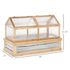 Raised Garden Bed with Greenhouse Top, Garden Wooden Cold Frame Greenhouse Flower Planter Protection, 48"x24"x32.25", Natural