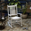 Outdoor Rocking Chair, Wooden Rustic High Back All Weather Rocker, Slatted for Indoor, Backyard & Patio, White