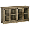 Farmhouse Buffet Cabinet with Glass Doors, Kitchen Sideboard, Coffee Bar for Living Room, Distressed Grey
