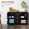 Kitchen Buffet Sideboard with Adjustable Shelves, Dining Sideboard Buffet Cabinet with 3 Storage Drawers, Black